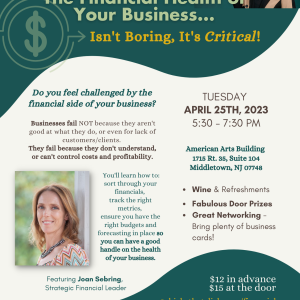Flier for 3 Chicks That Click Photography business education event - Maintain Financial Health with Joan Sebring, Strategic Financial Leader